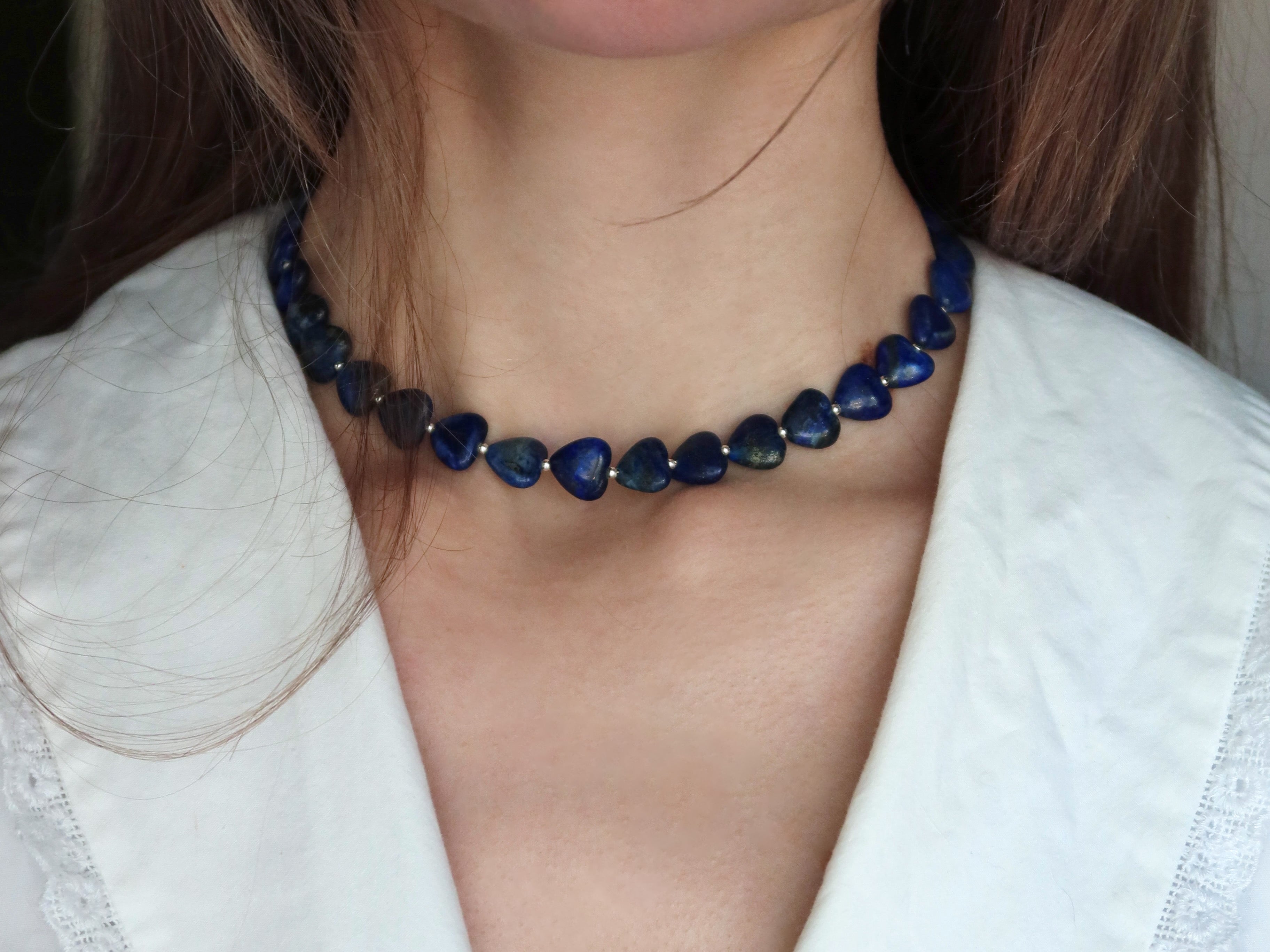 Lapis Lazuli naszyjnik z sercami